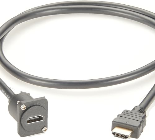 Plinkwirekb D Type HD-MI XLR Panel Mount Extension Cable HD-MI 1.4 Male to Female Cable Chassis Socket for HDTV Projectors Monitor (0.9m)
