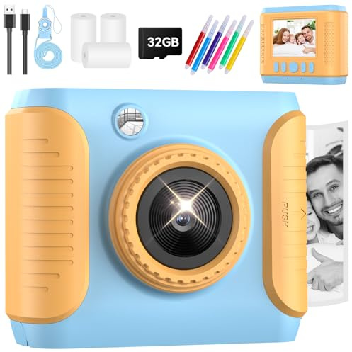 Instant Print Camera for Kids,2.4 Inch Screen Kids Instant Cameras,Christmas Birthday Gifts for Girls Age 3-12, ortable Toddler Toy for 3 4 5 6 7 8 9 10 11Year Old Girls Boys Blue
