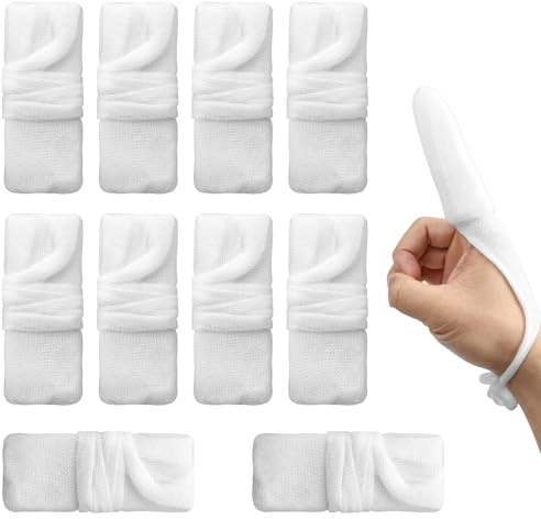10 vendajes para dedos, vendaje blanco, protector de dedos, universal, 3 x 8,5 cm, para trabajo, cocina, protección de dedos en lesiones