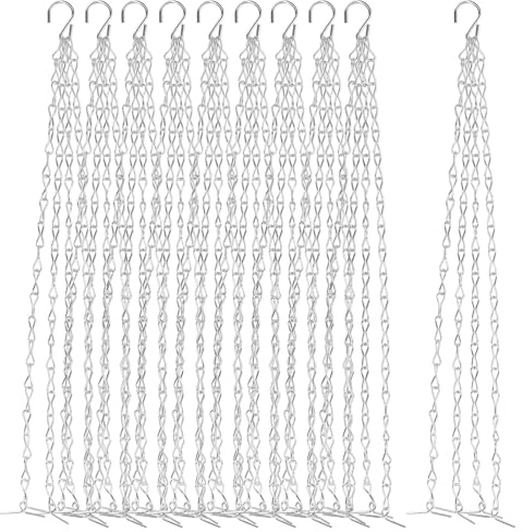 MAKTSAM 10 PCS Gardening Hanging Basket Chains, 16 Inch 4-Point Chains, Multi-Purpose Plant Container Accessories for Flower Pots and Baskets