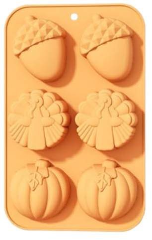 Set Moule en Silicone Saison des Moissons & Halloween, Formes Citrouille/Dinde/Gland, Multiusage pour Gâteau, Chocolat, Savon & Glace