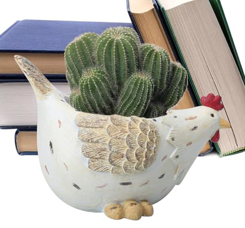 Vaso per piante da interno in resina sintetica con foro di scarico – Vaso decorativo per davanzale, giardino, balcone, soggiorno, camera da letto e scrivania