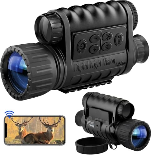 Dowesyeen Monokular Nachtsichtgerät,HD Digitale Nachtsichtbrille für Wildtierbeobachtung, Jagd Camping, und Outdoor-Aktivitäten, Nachtsicht 1150 ft IR-Beleuchtung, Support Smartphone iOS/Android