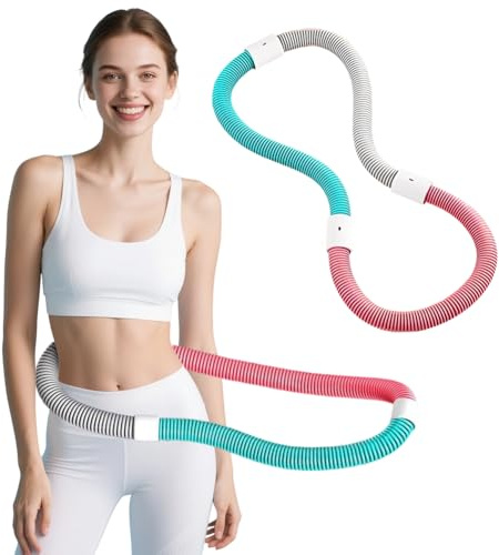 Sports Hula Hoop para adultos, plegable, con peso para bajar de peso y efecto de masaje, aro de fitness suave y silencioso, compás de cintura para gimnasio, hogar (1,5 kg)
