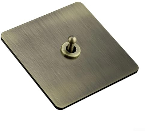 Hasaller Wandlichtschalter 86 Typ Edelstahl Wandschalter Retro Bronze Elektrische Wandschalter mit feuerfestem Panel und hoher Leitfähigkeit Zinn-Phosphor-Bronze-Hebel 86 x 86 mm (1)