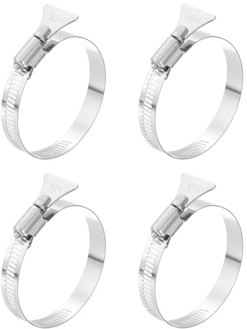sourcing map 4pcs Hose Clamps 52-76mm(2-3) Adjustable 304 Stainless Steel Worm Gear Hose Clips Assortment Kit for Plumbing Dryer Vent Automotive Dust Collector