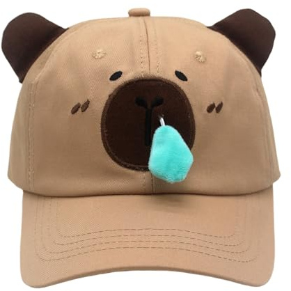 Gorra de béisbol - Gorra de cosplay animal divertida, con correa ajustable, diseño de gorra de béisbol para jóvenes, tejido suave y transpirable | Para los amantes del capibara de P