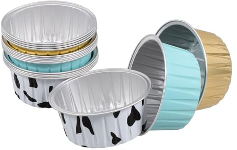 Hohopeti 15 pezzi Stampi in Alluminio per Dolci Tazze da Forno Resistenti e Leggere Formine per Torte Muffin e Budini Misure Piccole Colori Misti per Uso Casalingo e Friggitrice ad Aria