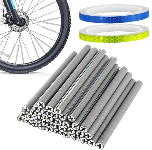 Arrovarp Reflectores de radios de bicicleta, 36 piezas, impermeables, de seguridad, de alta visibilidad, tubo reflector de radios de bicicleta | para carretera de montaña, adultos, niños, scooter