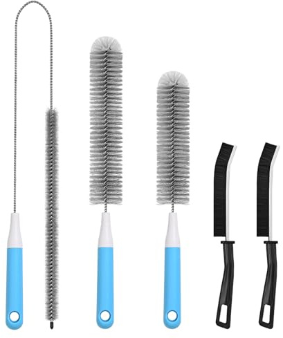 TOOUT Dryer Vent Cleaner Kit 5 Pcs, Refrigerator Coil Cleaning Brush, Sewer Set Brush, Dryer Lint Cleaner Brush for Flexible Lint Remover, Kitchen Sink, Bathroom Clog, Toilet, Vent Scrubber