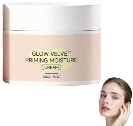 Glow Velvet Priming Moisture Cream, 2026 New Pore Blurring and Makeup Gripping Primer, Moisturizing & Nourishing Skincare for Soft Radiant Skin, Korean Skin Care for All Skin, 50g (1pc)