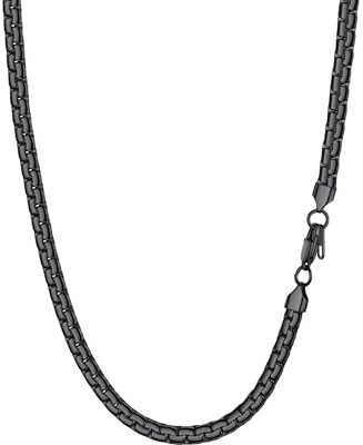 PROSTEEL Herren Biker Punk Rock Halskette 6mm breit Erbskette 46 cm Schwarz Metall plattiert platte Venezianierkette Gliederkette für Männer Jungen, schwarz