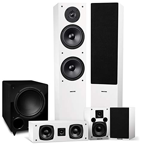 Fluance Elite High Definition Surround Sound Home Theater 5.1 Channel Speaker System Including 3-Way Floorstanding Towers, Center Channel, Rear Surround Speakers and DB10 Subwoofer - White (SX51WHR)