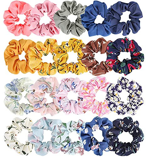MOSOTECH 20 Stück Haargummis, Stylische Chiffon Haargummi Scrunchies, Elastische Gummibänder Haarband für Damen & Mädchen