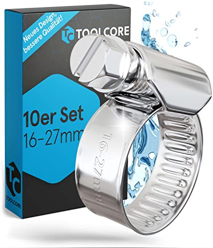 10x Schlauchschellen Edelstahl 16-27mm in Qualität W4 | Langlebig & Rostfrei für Garten, Waschmaschine, Pool, KFZ, Werkstatt - Schlauchklemmen, Schlauchschellen Set, Klemmschelle