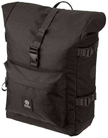 AGU Urban Trend H2O Roll-Top Fahrradtasche für Gepäckträger, 14L Seitentasche Fahrrad mit Schultergurt, Wasserabweisend, 100% Recyceltes Polyester - Schwarz