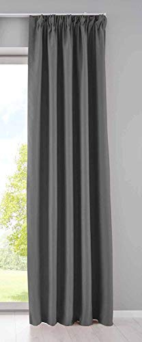 Gardinenbox Newyork 2020610 - Tenda oscurante con passanti nascosti, colore grigio scuro, altezza 225 x larghezza 140 cm, confezione da 1 tenda termica oscurante, fonoassorbente