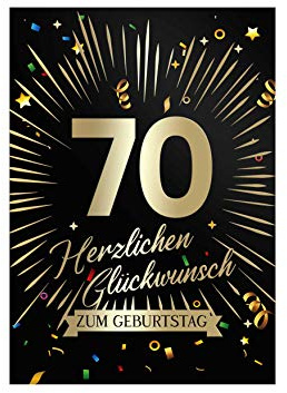 Friendly Fox 70. Geburtstag Karte DIN A5 große Klappkarte mit Goldfolienprägung, edle Glückwunschkarte zum 70. mit Umschlag, Happy Birthday Karte