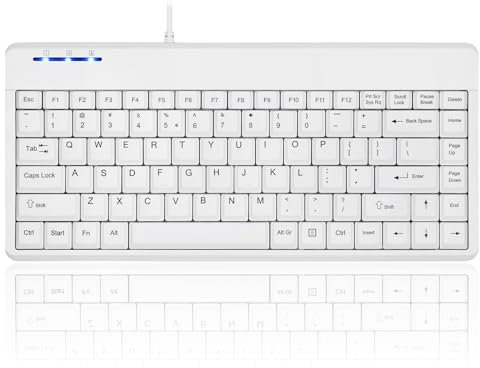 Perixx PERIBOARD-409WU US, Wired USB Mini Keyboard - White - US English