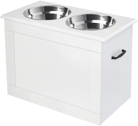 PawHut Erhöhter Hundenapf Futterstation Hunde Katzen 2 x 2000ml Weiß