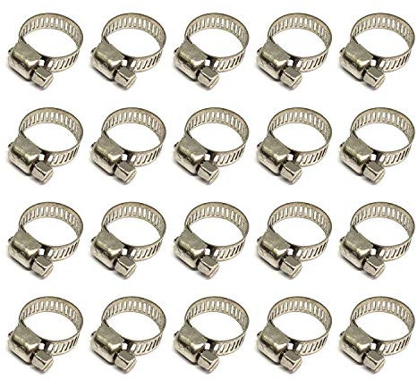 Fascette stringitubo da 20 pezzi in inox 304 per tubo morbido con diametro esterno da 13 a 19 mm, larghezza della clip 8 mm, clip per tubo robusto e resistente alla ruggine