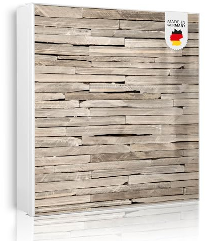 banjado Großer Schlüsselkasten Metall - Schlüsselbox 30x30cm beschreibbarer mit 32 Haken - Schlüsselkasten modern für Schlüsselaufbewahrung - Korpus Weiß Scharnier Links - Motiv Steinplatten