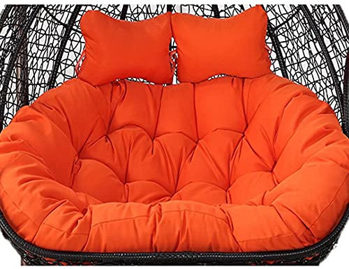 Yadlan HäNgesessel Kissen 2 Personen, Double Sitzkissen HäNgesessel Outdoor Indoor, Auflagen & Polster für Schwingsessel mit Verstellbaren KopfstüTze, Bezug Abnehmbar und Waschbar Orange