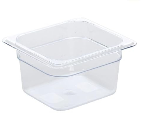 Euroshoppingonline Vasca contenitore vaschetta per alimenti in policarbonato trasparente espositore da banco box gastronomia bancone pizzeria ristoranti (1/4 17,6x16,2x15 cm)
