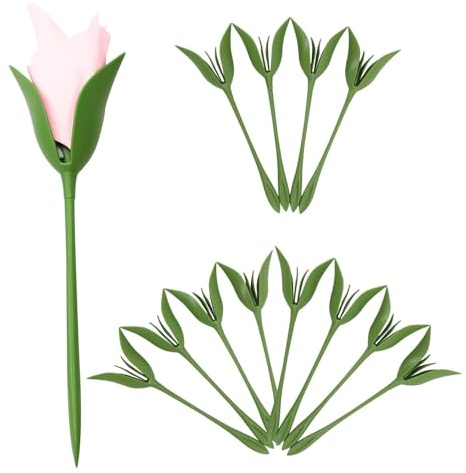 Newsmy 12 Pack Bloom Napkin Holders Green Napkin Rings Twist Flower Buds Serviette Holders Set of 12 for Home Kitchen Dinner Table Decoration & Arrangements