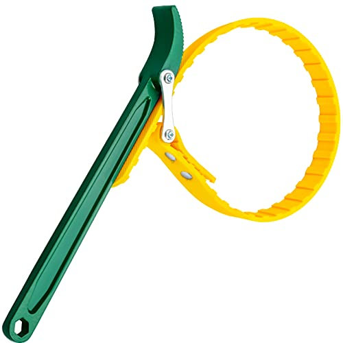 KINGOZOYI Ölfilterschlüssel Einstellbar Bandschlüssel Gummi Strap Wrench 300mm für Autoreparatur Schiffsreparatur Pipelinereparatur, Gelb-Grün