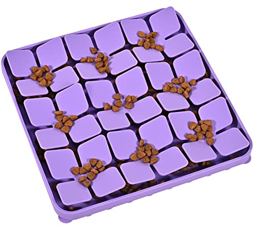 OurMiao Silicone Snuffle Mat for Dogs, Dog Puzzle Feeder Sniffing Licking Mat for Small Medium Breed (Purple)