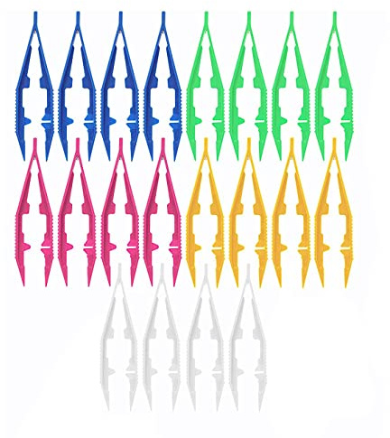 Pinzette di Plastica,20 PCS Pinzette di Pronto Soccorso da 4 pollici Pinzette per Perline Bambini Artigianato fatto a mano fai da te