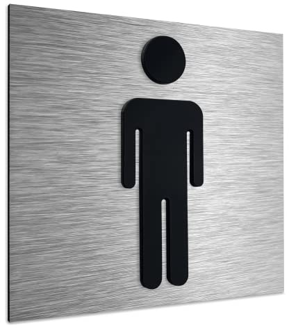 ALÚMADESIGNCO Mens Bathroom Signage - Male Toilet Sign - Men Restroom WC Door Signs - Man Toilets Room Symbols - 120 x 120 mm