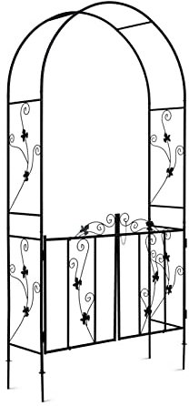 XIAOZHUANGXIONG Arch with Gate - Decorative Metal Arch - Minimalist Black Archway for Outdoor Pathways with Lockable Gate for Backyard