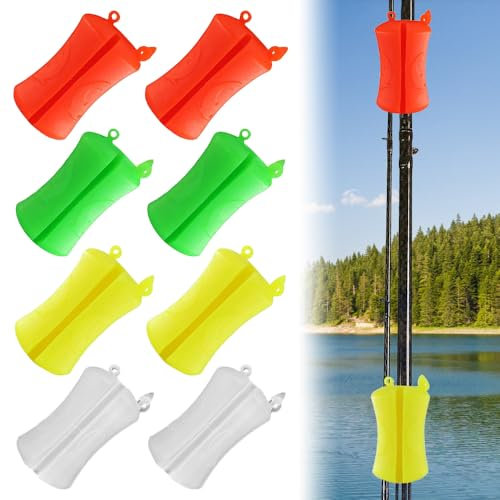 mizikuu 8 Stück Angelrute Schutz Befestigung, Angelrute Krawattenhalter Angelrute Befestigung Gummi feste Kugel der Tragbaren Angelrute Wiederverwendbare Rutenhalter Angelwerkzeug, Gemischte Farben