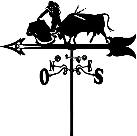 EICOFF Veleta Decorativa Veleta para jardín Estaca para jardín, indicador de dirección del Viento de Corrida de toros de Hierro Escena Duradera de Granja, Estaca para jardín Veleta Herramienta de m