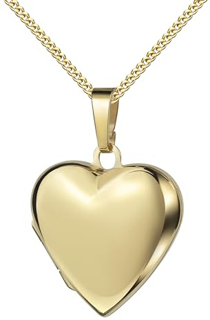 JEVELION Medaillon Herz 333 Gold Herz-Amulett für 2 Bilder zum Öffnen mit Halskette und Schmuck-Etui
