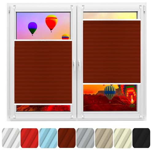 Store Plissé Klemmfix 105 x 130 cm sur Mesure pour Toutes Les fenêtres intérieures, Thermique Volet Roulant Ouverture à Double Sens pour fenêtre, Stores, fenêtres, ‎Marron