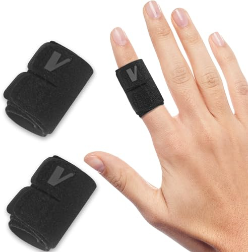 Vanzen 2PCS Finger Splints (No Metal Support), Lightweight OK Cloth Finger Sleeves for Daily & Sports Use, Adjustable Compression Wraps – Single-Finger Design – M