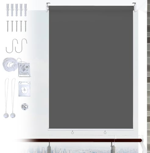 Ikodm Store vertical extérieur 180 x 140 cm, store de balcon, ombrage et brise-vue, store vertical, ombrage intérieur, gris foncé