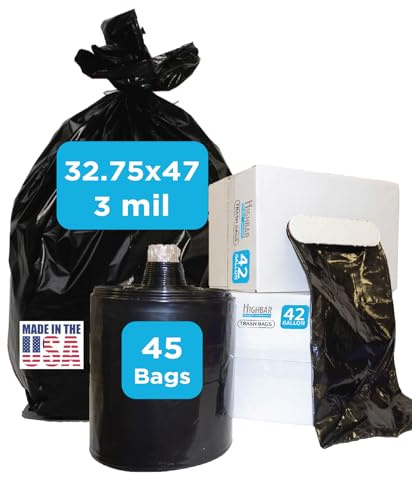 Bolsas de basura resistentes para contratistas, 42 galones, 32.7 x 47 pulgadas, 3 mil de grosor, grandes, negras, industriales, para construcción y uso comercial