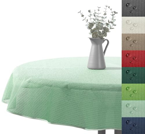 Outdoor Tischdecke Gartentischdecke wasserfest wetterbeständig rutschfest waschbar Outdoortischdecke Weichschaum Garten Balkon Camping Party Tischdeko Typ883 Mint 140 cm rund