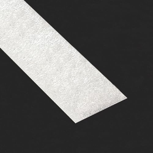 KLEBESHOP24 Flauschband selbstklebend, 25 mm x 3 m, weiß | Klettband - nur Flausch