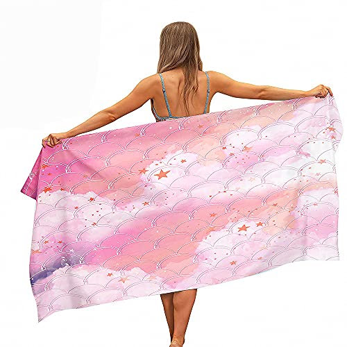 Treer 3D Waage Strandtuch, Mikrofaser Handtuch, Sanddicht Sporthandtuch, Badetuch Groß, Schnelltrocknendes Handtuch für Sport,Camping (Rosa,70x150 cm)