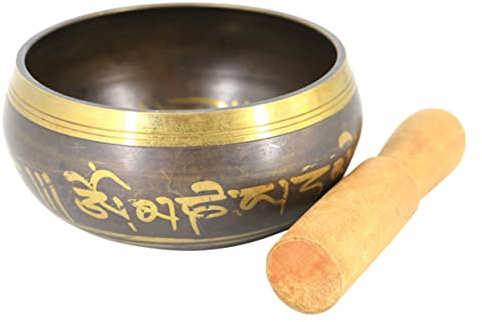 BESTonZON Tibetische Klangschale Satz Aus Kupfer 8,5cm Meditationsschale Mit Klöppel Für Yoga Entspannung Und Spirituelle Therapie
