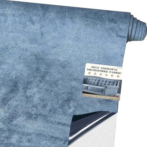 Mikrofaserstoff Selbstklebend für Cockpit,Wildleder Optik Kunstleder,Kunstleder Wildleder Optik Stretch Dehnbar Stoff Velours (Hellblau, 150 * 40cm)