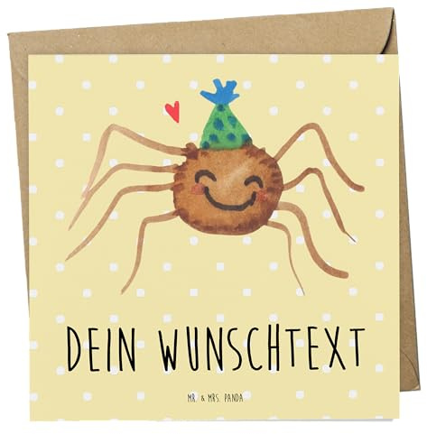Mr. & Mrs. Panda Personalisierte Karte Spinne Agathe Party - Geschenke, Karten, personalisiert, Postkarte, Glück, Wunder, Grußkarten, Selbstliebe, Motivation