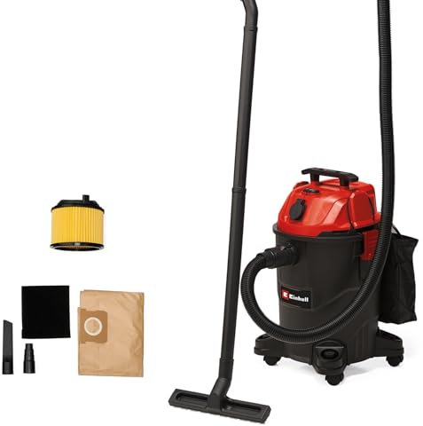 Einhell Aspirateur eaux et poussières TC-VC 1825 A (1 250 W, capacité d’aspiration 180 mbar, prise de courant asservie, cuve de 25 l, poignée, avec embouts, filtres et sac collecteur de poussière)