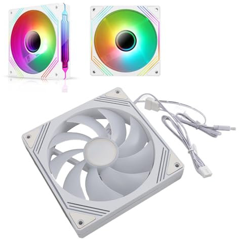 140mm ARGB PWM Chassis Fan, DIY Colorful Speed Adjustable Case Fans, Anti-Vibration Pads, 5V 3-PIN Connector Quiet Cooling Fan for CPU Cooler, Radiator, PC Chassis (Regular White)