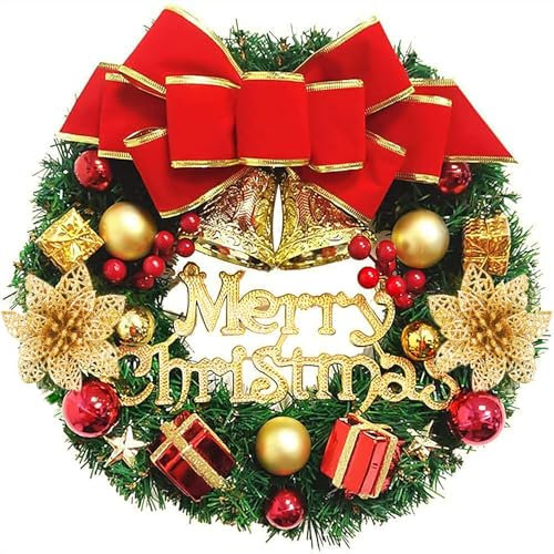 ZPQAODI Ghirlanda Natalizia 30cmChristmas Wreath con Campane Ghirlanda Artificiale Ghirlanda di Buon Natale Decorativa Christmas Ghirlanda Porta Regalo di Natale Ringraziamento Decorazioni